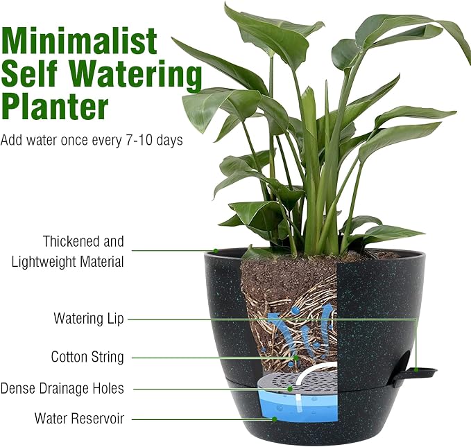 12 inch Large Self Watering Pots, Plant Pots - Image 4