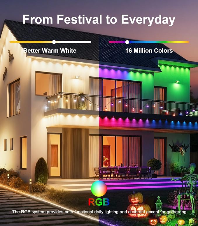 100FT Permanent Outdoor Lights for House, 2025 RGB LED Waterproof Christmas - Image 3