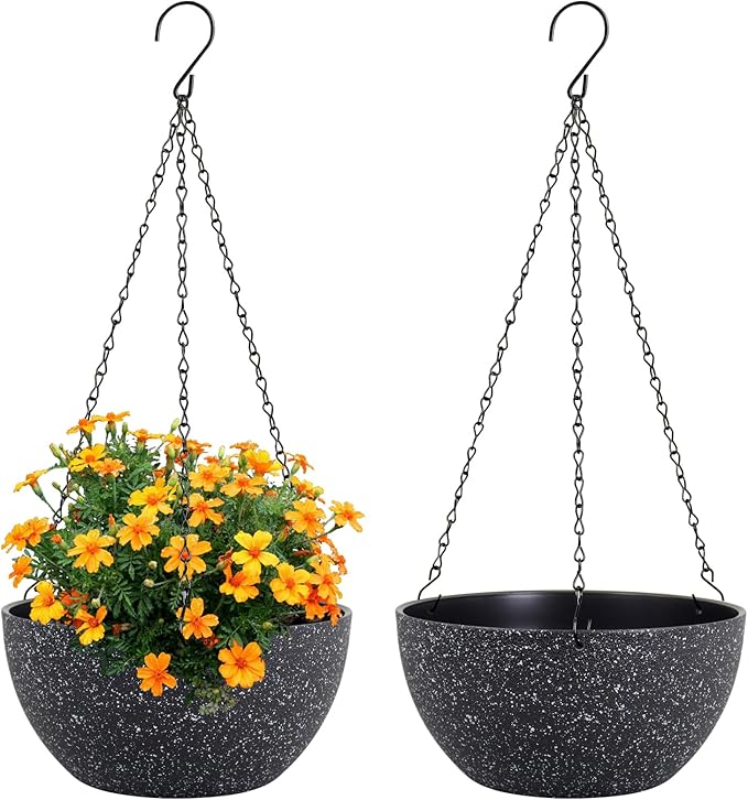 10 inch Hanging Planters for Indoor Outdoor Plants, 2 Pack Hanging Flower Plant by Meowell
