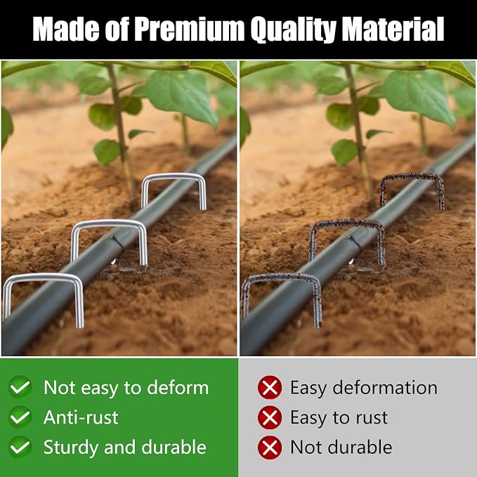 FEED GARDEN 8 Inch 100 Pack Galvanized Landscape Staples 11 Gauge Anti-Rust - Image 8