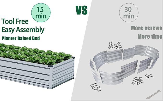 10×3×1FT Galvanized Raised Garden Bed Kit, Metal Planter Boxes, Large Outdoor - Image 5