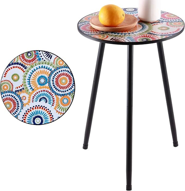 1 Pack Metal Outdoor Side Table Small Outside Round End Table by PartyZealot