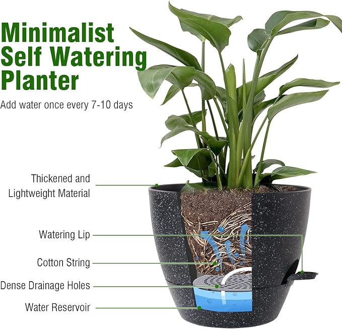 12/10/9 inch Large Self Watering Pots, Plant Pots - Image 5