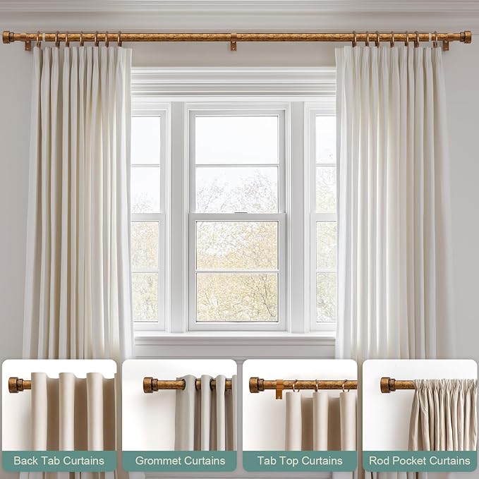 2 Pack Retro Gold Curtain Rods Set - Image 4