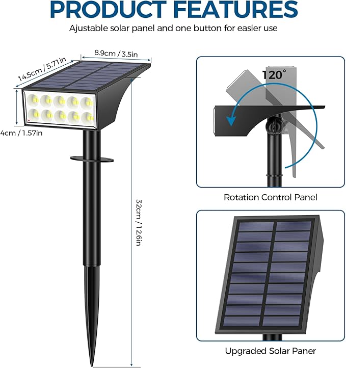 12Pack Solar Spot Lights Outdoor, Solar Lights Outdoor Waterproof - Image 7