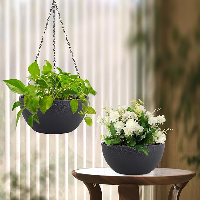 12 inch Large Hanging Planters for Indoor Outdoor Plants, 2 Pack Hanging Flower - Image 7
