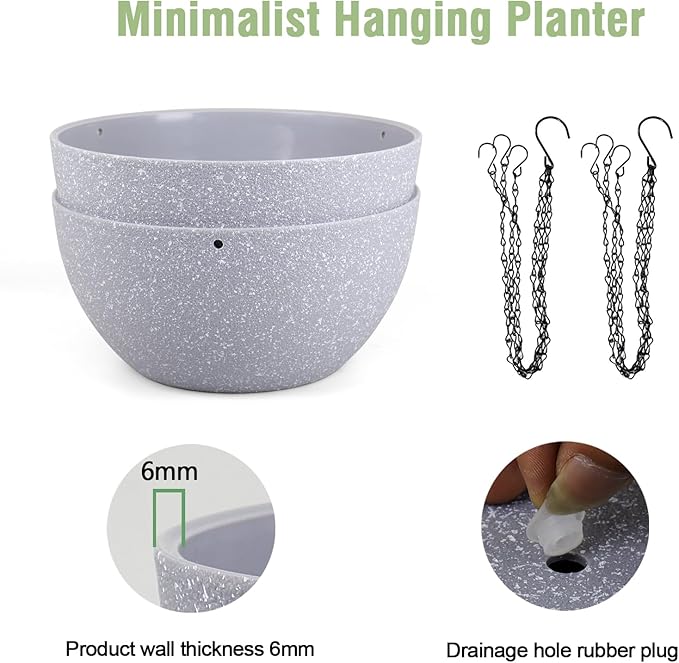 10 inch Hanging Planters for Indoor Outdoor Plants, 2 Pack Hanging Flower Pots - Image 4