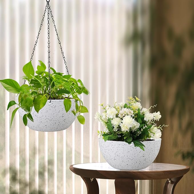 10 inch Hanging Planters for Indoor Outdoor Plants, 2 Pack Hanging Flower Pots - Image 7