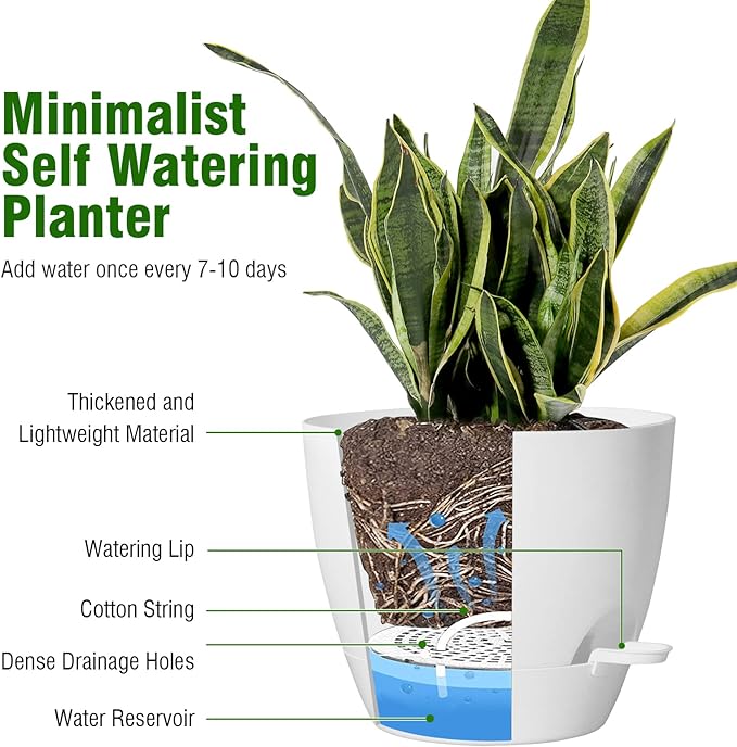 10/9/8 inch Medium Self Watering Pots, Plant Pots - Image 5