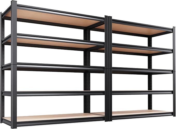 Set of 2 Garage Shelving Heavy Duty Storage Shelves, Metal Adjustable Shelving by Unknown