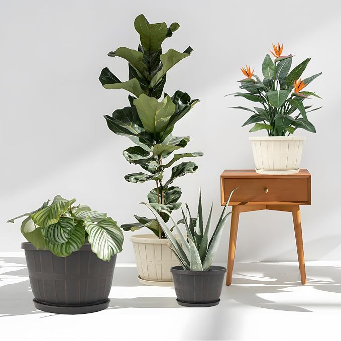 Quarut 14 Inch Plastic-Flower-Pot-for-Indoor-Plants, 4 Pack Large Outdoor - Image 5