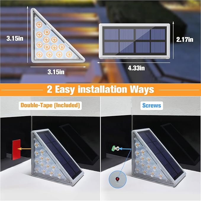 VOLISUN Solar Stair Lights 8 Pack, Solar Step Lights Waterproof IP67, Outdoor - Image 6