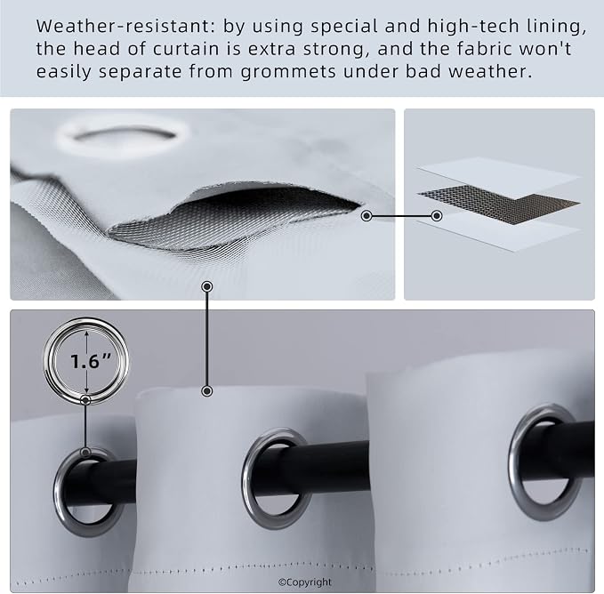 Outdoor Indoor Curtains W52 x L132 - Image 3