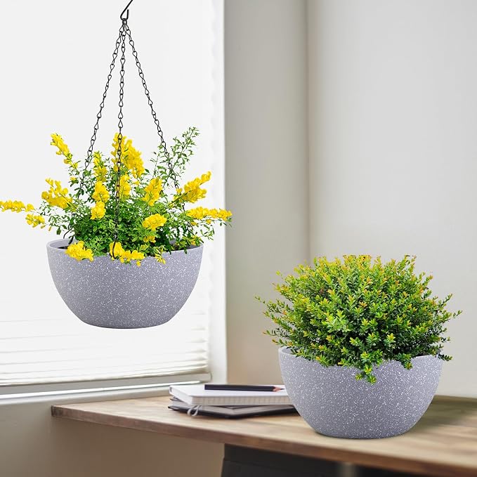 12 inch Large Hanging Planters for Indoor Outdoor Plants, 2 Pack Hanging Flower - Image 5