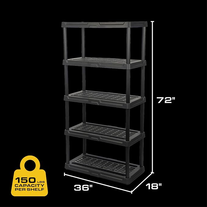 CENTREX CX 5-Tier Heavy Duty Plastic Storage Shelves that Support up to - Image 3