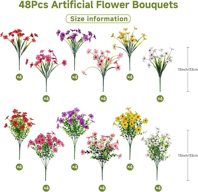 Alupssuc 48 Bundles Artificial Flowers - Image 3