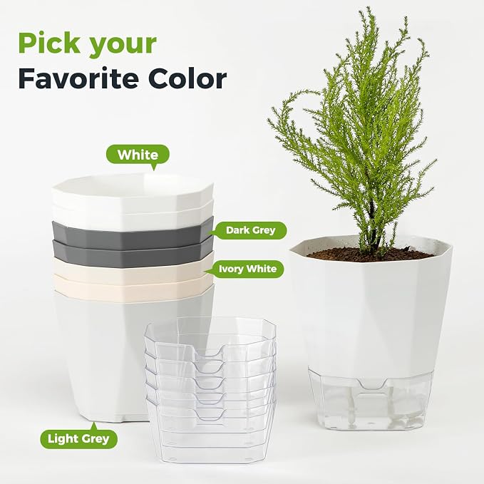 10 Pack Self Watering Pots for Indoor Plants, 6.7 Inches Self Watering Planters - Image 8