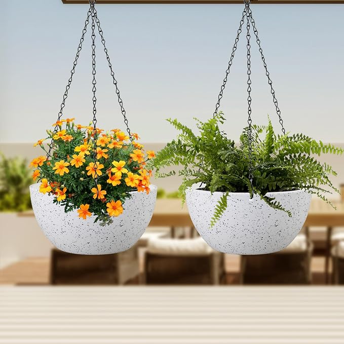 10 inch Hanging Planters for Indoor Outdoor Plants, 2 Pack Hanging Flower Pots - Image 6