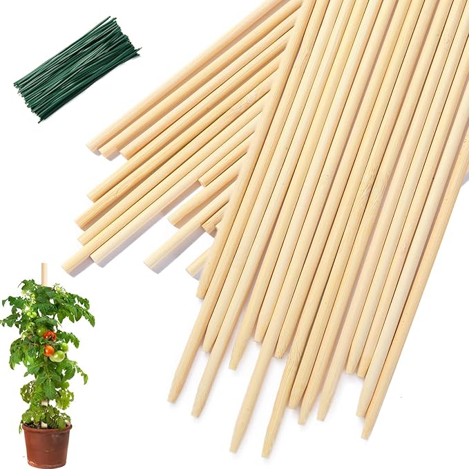 120 PCS Bamboo Plant Stakes 18 Inch, Wood Plant Support by CJFocus