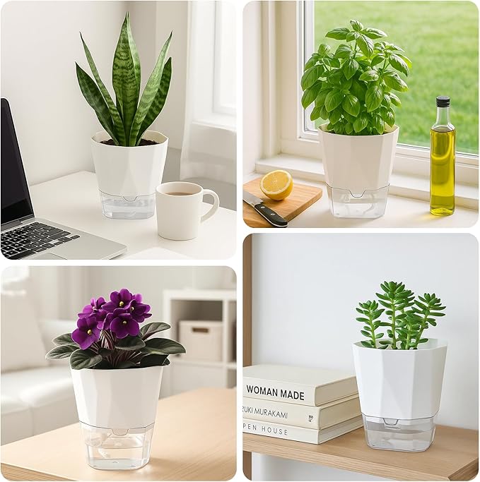 6 Pack Self Watering Plant Pots 6 Inches Self-Watering Planters - Image 7