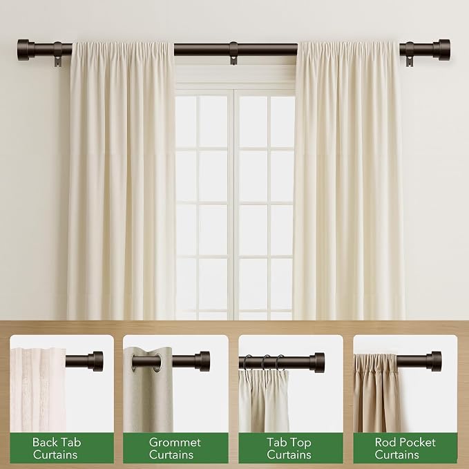 Curtain Rods for Windows 72 to 144, 1 Inch Adjustable Heavy Duty Long Window - Image 5