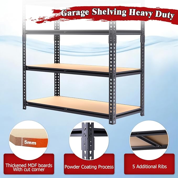 Heavy Duty Garage Shelving, 5-Tier Metal Storage Shelves, 2400LBS Shelving Unit - Image 5