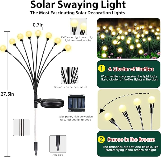 12-Pack Garden Solar Lights, 96 LED Solar Lights Outdoor - Image 7