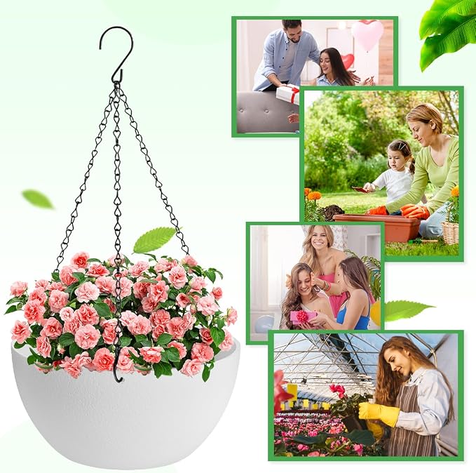 12 inch Hanging Planters for Indoor Plants, 2 Pack Planters for Outdoor Plants - Image 7