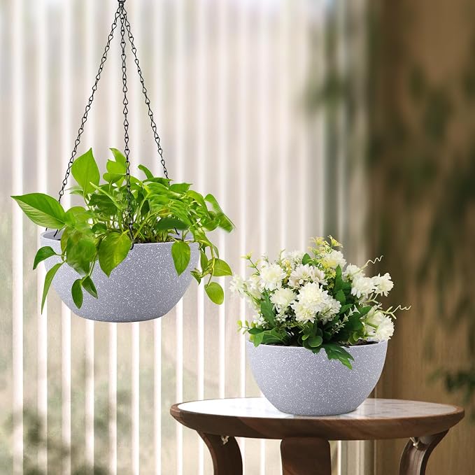 12 inch Large Hanging Planters for Indoor Outdoor Plants, 2 Pack Hanging Flower - Image 7