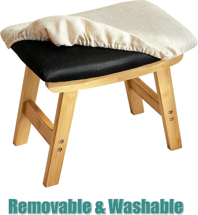Foot Stools Ottoman, Small Foot Stool Ottoman, and Footstool, Wooden Foot Stool - Image 5