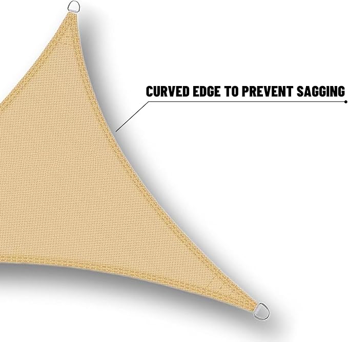 SUNNY GUARD Waterproof Sun Shade Sail 5'x6'x7.8' Sand Right Triangle UV Block - Image 5