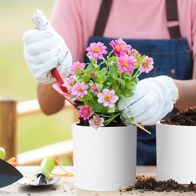 10/8/6 inch Deep Flower Pots, 3 Pack Cylinder Tall Plant Pots - Image 3