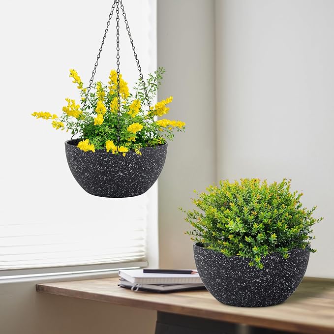 10 inch Hanging Planters for Indoor Outdoor Plants, 2 Pack Hanging Flower Plant - Image 5