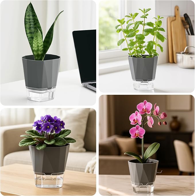 12 Pack Self Watering Pots for Indoor Plants, 5 Inches Self Watering Planters - Image 7
