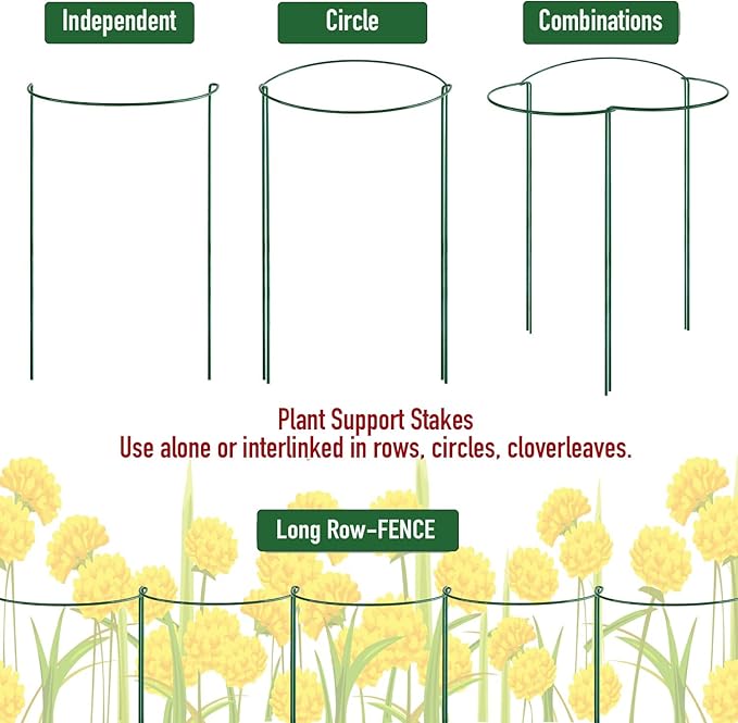 10-Pack Half Round Snake Plant Support Stakes, Plant Support Ring - Image 3
