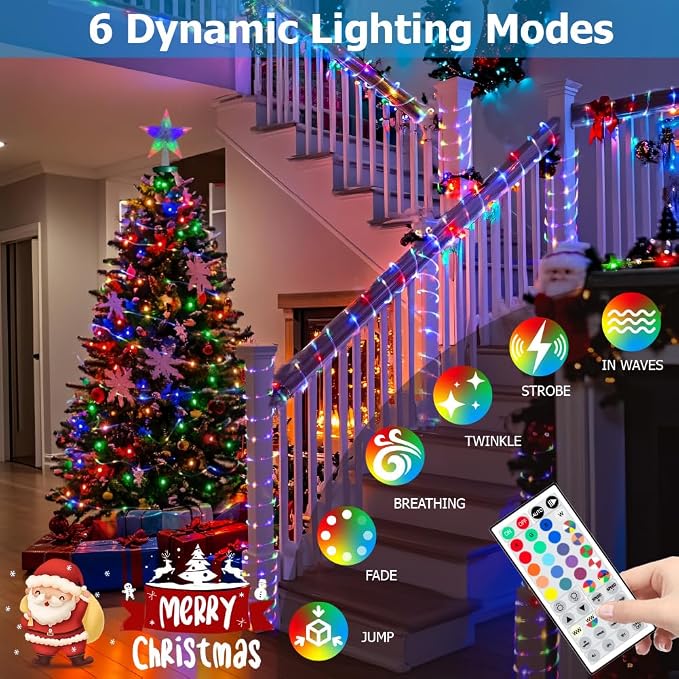 100ft Outdoor Rope Light, IP68 Waterproof 25 Color Changing String Lights - Image 4