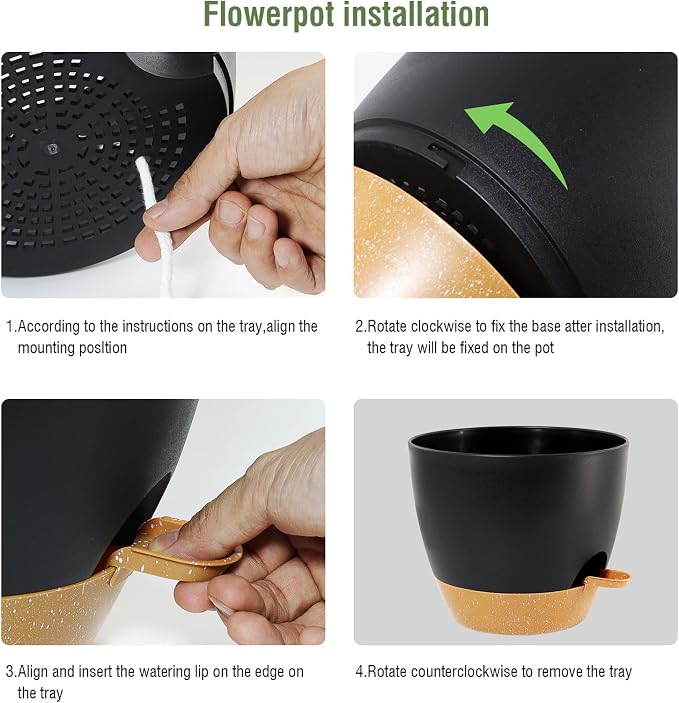 10/9/8 inch Medium Self Watering Pots, Plant Pots - Image 4
