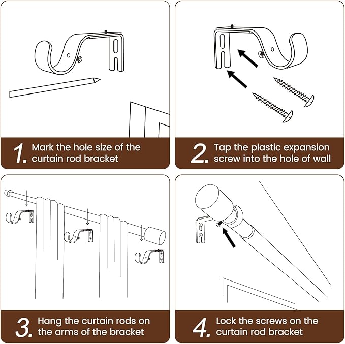 1” Diameter Curtain Rods Itself is 30 to 144 inch 1 Pack Fit 30-142 inch - Image 5