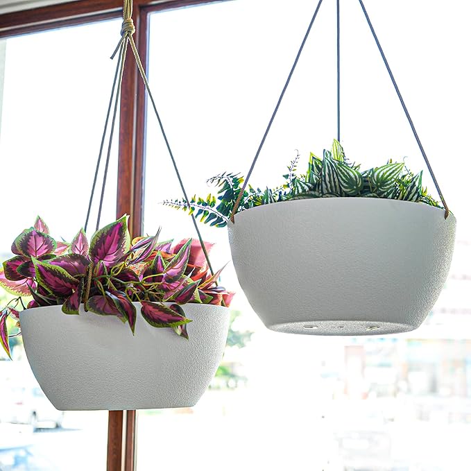 13 Inch 2 Pack Large Hanging Planters - Image 4
