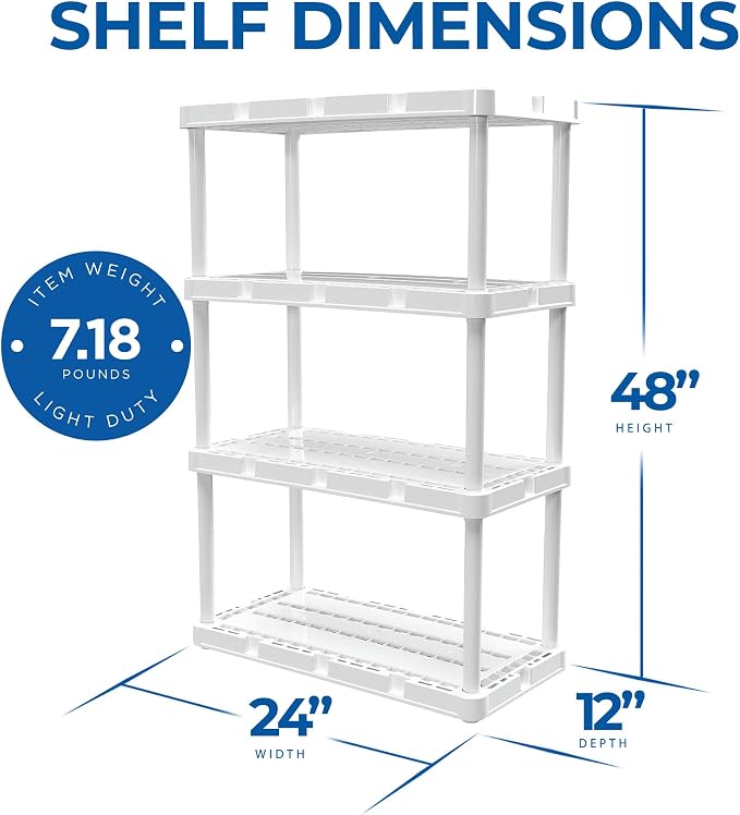 Gracious Living 2 Pack Light Duty Storage Shelves, Knect-A-Shelf 4-Shelf - Image 3