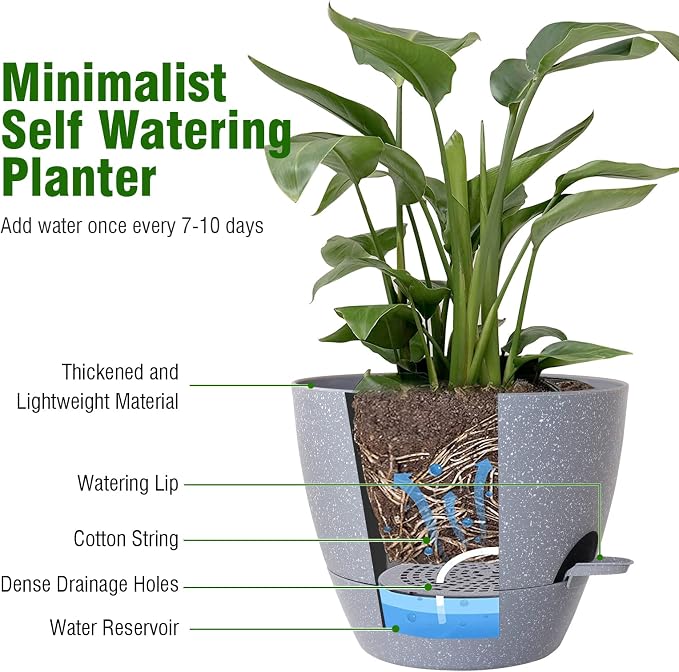 12 inch Large Self Watering Pots, Plant Pots - Image 4