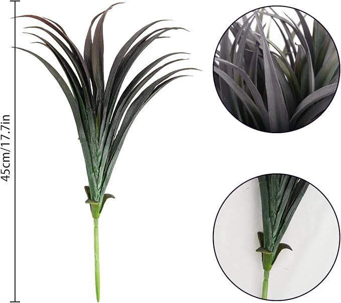 6Pcs Artificial Grass Fake Plants 17.3in Outdoor Plants UV Resistant Faux - Image 6