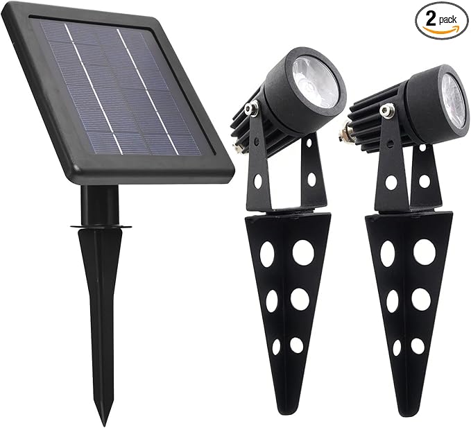 MINI 50X Twin Solar-Powered Cast Aluminium Warm White LED Spotlight 60-100 by SolarLightMart