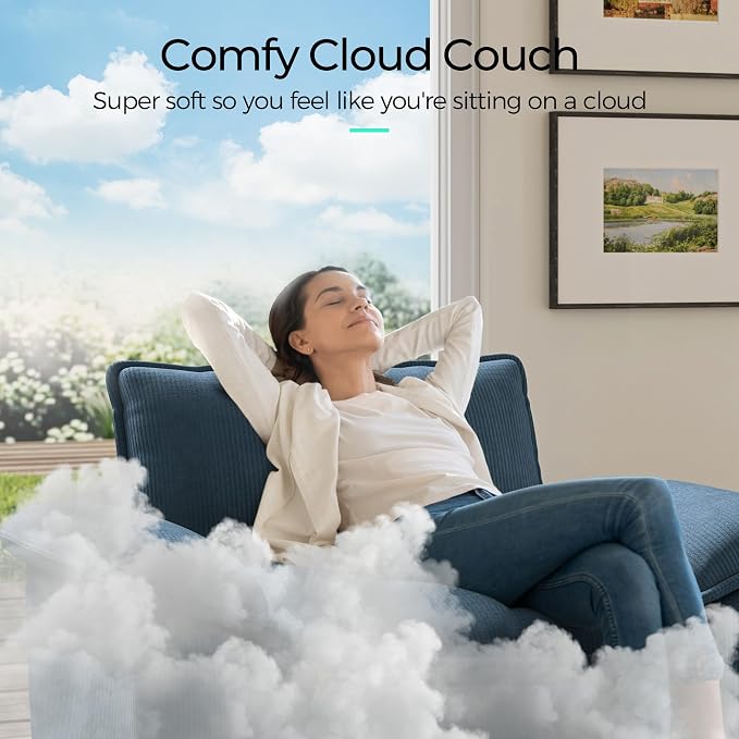 LINSY HOME 157'' Modular Sectional Sofa Blue Couch Corduroy Cloud Couches - Image 5