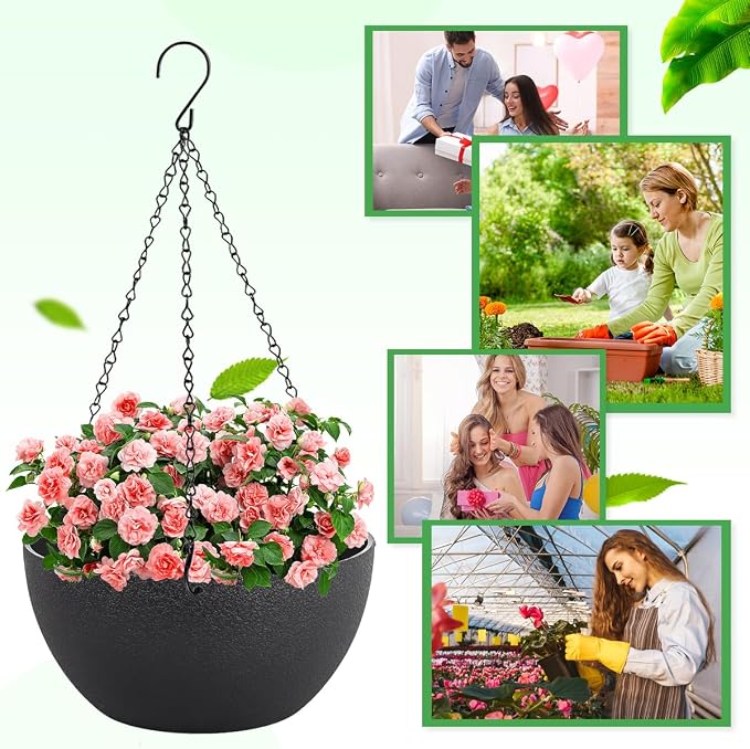 12 inch Hanging Planters for Indoor Plants, 2 Pack Planters for Outdoor Plants - Image 7