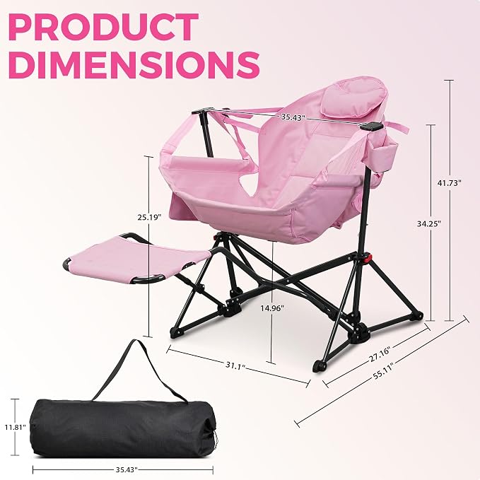 Ainfox Hammock Chair with Footrest, Oversized Swinging Portable Folding Camping - Image 2