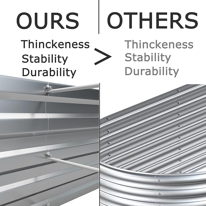 12x4x1.5ft Galvanized Raised Garden Bed, Outdoor Planter Box Metal Patio Kit - Image 4