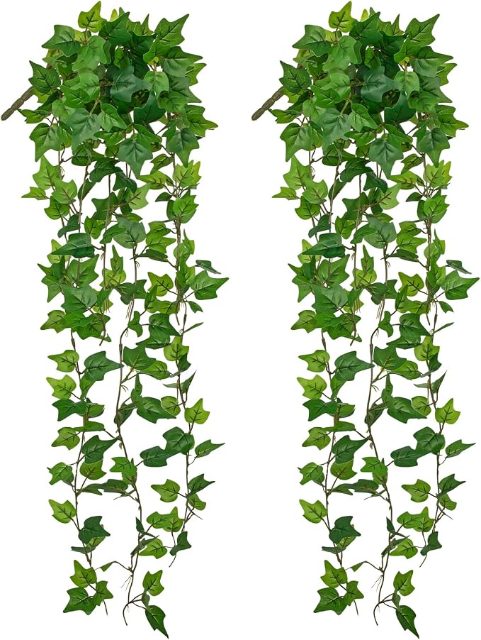 Hollyone 2pcs Artificial Hanging Plants 31" Fake Ivy Vine Faux Ivy Leaves by Hollyone