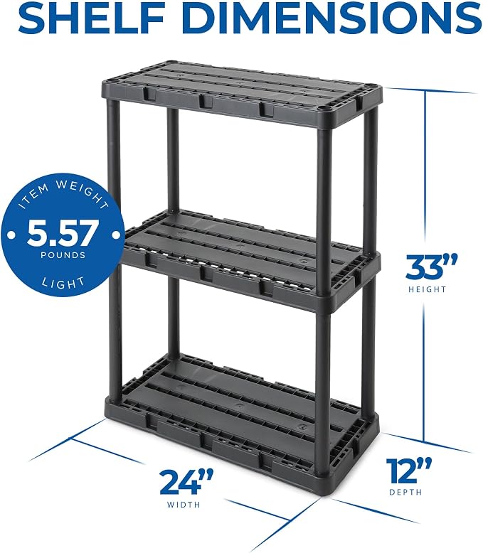 Gracious Living 4 Pack Light Duty Storage Shelves, Knect-A-Shelf 3-Shelf - Image 3
