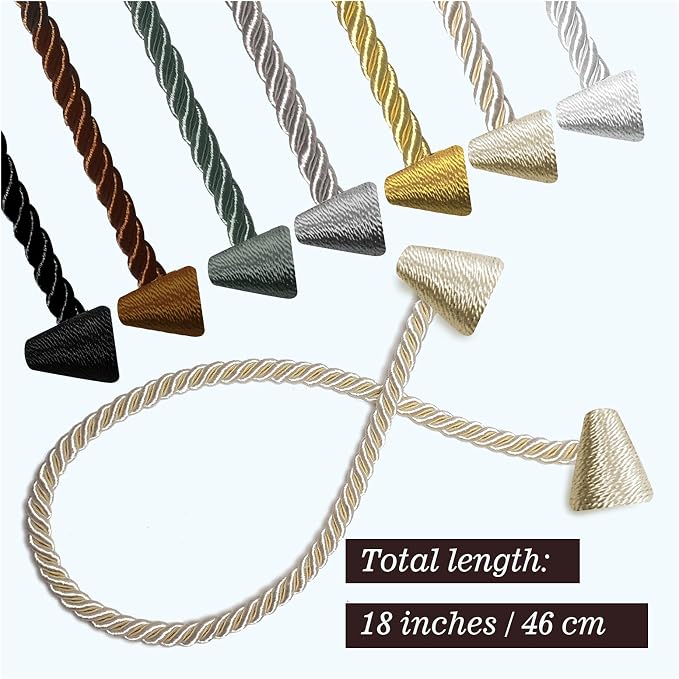 Hion Magnetic Curtain Tiebacks White 2pcs, Curtain Tiebacks Buckles Holdbacks - Image 2